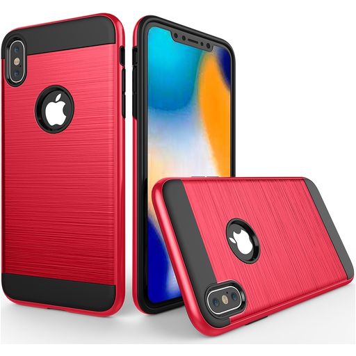Mobigear Brushed Armor Coque iPhone XS Max Coque arrière Rigide Anti-Chocs - Rouge