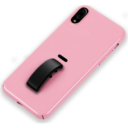 Mobigear Rubber Ring iPhone XS Max Plastique rigide Coque arrière avec bague de maintien - Rose