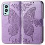 Mobigear Butterfly Housse OnePlus Nord 2 Etui Porte-Monnaie - Violet