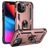 Mobigear Armor Ring Coque iPhone 14 Pro Coque arrière Rigide Anti-Chocs avec Anneau-Support - Rose doré