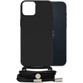 Mobilize Lanyard Gelly iPhone 14 Plus Coque avec cordon en TPU Souple - Noir