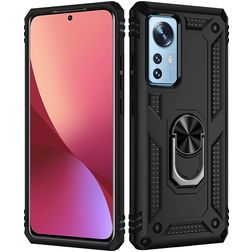 Mobigear Armor Ring Xiaomi 12 Plastique rigide Coque arrière Antichoc avec bague de maintien - Noir