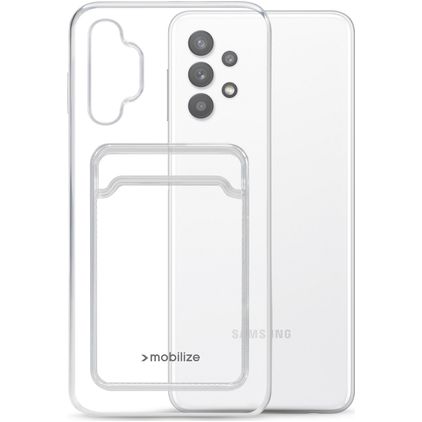 Mobilize Gelly Card Coque Transparente Samsung Galaxy A32 5G Coque arrière en TPU Souple avec Porte-Cartes - Transparent