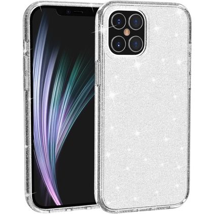 Mobigear Glitter Coque iPhone 12 Pro Coque arrière Rigide - Blanc