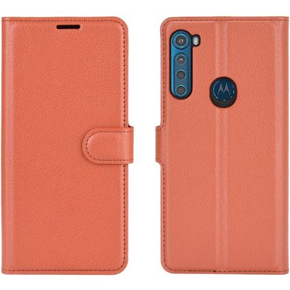 Mobigear Classic Motorola One Fusion Plus Étui Portefeuille - Cognac