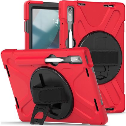 Mobigear SureGrip XGuard Lenovo Tab P11 Pro Gen 2 Plastique rigide / Silicone Coque arrière + Porte-stylet + Support - Rouge