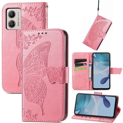 Mobigear Butterfly Housse Motorola Moto E13 Etui Porte-Monnaie - Rose
