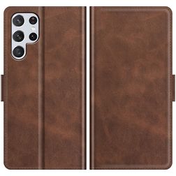 Mobigear Slim Magnet Housse Samsung Galaxy S22 Ultra Etui Porte-Monnaie - Marron