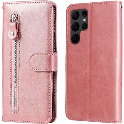 Mobigear Zipper Housse Samsung Galaxy S23 Ultra Etui Porte-Monnaie - Rose doré