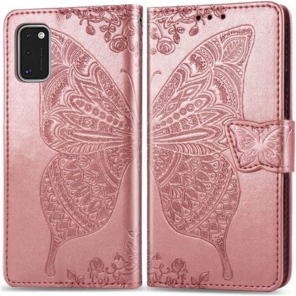 Mobigear Butterfly Housse Samsung Galaxy A41 Etui Porte-Monnaie - Rose doré