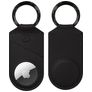 Valenta Snap Coque Apple AirTag Porte-clés en Cuir Véritable - Noir