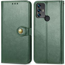 Mobigear Snap Button Housse TCL 30 SE Etui Porte-Monnaie - Vert