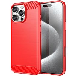 Mobigear Brushed Slim Coque iPhone 16 Pro Max Coque arrière en TPU Souple - Rouge