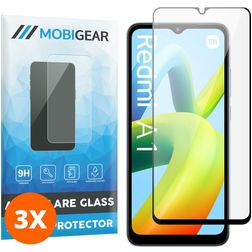 Mobigear Premium Xiaomi Redmi A1 4G Verre trempé Protection d'écran - Compatible Coque - Noir (Lot de 3)