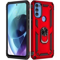 Mobigear Armor Ring Coque Motorola Moto G71 5G Coque arrière Rigide Anti-Chocs avec Anneau-Support - Rouge