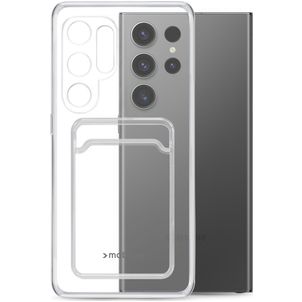 Mobilize Gelly Card Coque Transparente Samsung Galaxy S23 Ultra Coque arrière en TPU Souple avec Porte-Cartes - Transparent