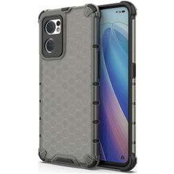 Mobigear Honeycomb OPPO Find X5 Lite Plastique rigide Coque arrière Antichoc - Noir