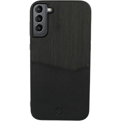 Valenta Card Slot Coque Samsung Galaxy S21 Plus Coque arrière en Cuir Véritable avec Porte-Cartes - Noir