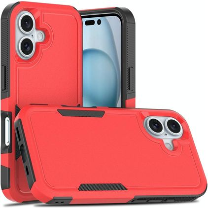 Mobigear Heavy Armor iPhone 16 Plastique rigide Coque arrière Antichoc - Rouge