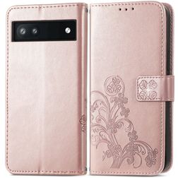 Mobigear Clover Google Pixel 6a Étui Portefeuille - Rose doré