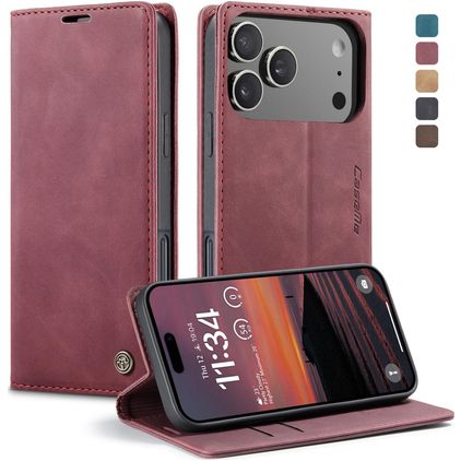 CaseMe 013 Housse iPhone 17 Pro Etui Porte-Monnaie - Rouge