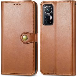 Mobigear Snap Button Housse Xiaomi 12X Etui Porte-Monnaie - Marron