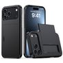 Mobigear Card Coque iPhone 18 Pro Max Coque arrière Rigide Anti-Chocs avec Porte-Cartes - Noir