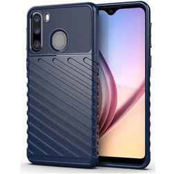 Mobigear Groove Coque Samsung Galaxy A21 Coque arrière en TPU Souple - Bleu