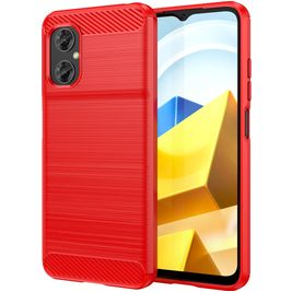 Mobigear Brushed Slim Coque POCO M5 Coque arrière en TPU Souple - Rouge