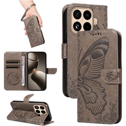 Mobigear Butterfly Housse Xiaomi 15T Pro Etui Porte-Monnaie - Gris