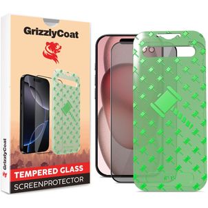 GrizzlyCoat Easy Align AntiSpy iPhone 16 Verre trempé Protection d'écran Confidentialité - Compatible Coque + Cadre d'installation - Noir