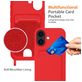 Mobigear Lanyard Card iPhone 17 Coque avec cordon en Silicone et Porte-Cartes - Rouge