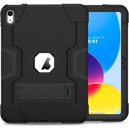 Mobigear ShieldStand Coque iPad 11 (2025) Coque arrière en Plastique rigide,Silicone + Support Amovible - Noir