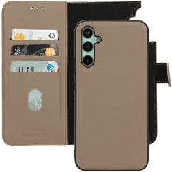 Mobiparts Samsung Galaxy A34 Coque Cuir véritable Étui 2en1 avec coque amovible Portefeuille - Taupe