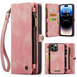 Caseme 008 Housse iPhone 14 Pro Max Etui avec Coque Détachable Porte-Monnaie - Rose