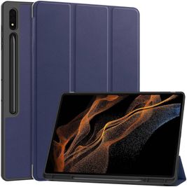 Mobigear Tri-Fold Gel Coque Samsung Galaxy Tab S9 Ultra Etui en TPU,Similicuir + Porte-crayon - Dark Blue