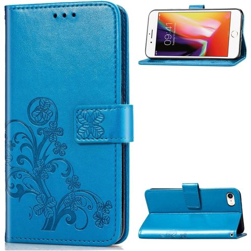 Mobigear Clover Housse iPhone 7 Etui Porte-Monnaie - Bleu