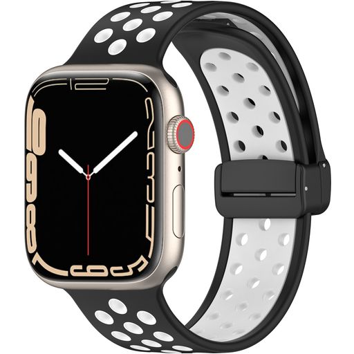 Mobigear Sport Plus Mag Bracelet Silicone Apple Watch Fermeture magnétique - 42/41/40/38 mm - Blanc / Charcoal
