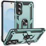 Mobigear Armor Ring Coque Samsung Galaxy S25 Edge Coque arrière Rigide Anti-Chocs avec Anneau-Support - Vert