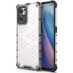 Mobigear Honeycomb Coque OPPO Find X5 Lite Coque arrière Rigide Anti-Chocs - Blanc