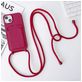 Mobigear Lanyard Card iPhone 15 Coque avec cordon en Silicone et Porte-Cartes - Bordeaux