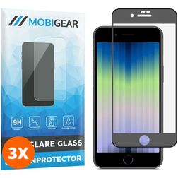 Mobigear Premium iPhone SE (2022) Verre trempé Protection d'écran - Compatible Coque - Noir (Lot de 3)