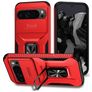 Mobigear Armor Ring Cam Slide Coque Google Pixel 9 Pro XL Coque arrière Rigide Anti-Chocs avec Anneau-Support et Protecteur Lentilles - Rouge