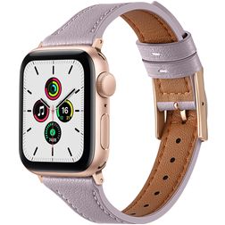 Mobigear Napoli Bracelet Cuir Apple Watch Fermeture boucle ardillon - 49/46/45/44 mm - Violet