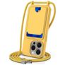 Mobigear Lanyard Card iPhone 16 Pro Max Silicone Coque avec cordon et porte-cartes - Jaune