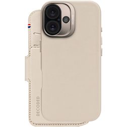 Decoded Detachable Wallet Housse iPhone 16 MagSafe Etui avec Coque Détachable en Cuir Véritable Porte-Monnaie - Clay