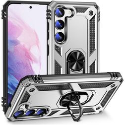 Mobigear Armor Ring Samsung Galaxy S23 Plus Plastique rigide Coque arrière Antichoc avec bague de maintien - Argent
