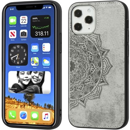 Mobigear Mandala Coque iPhone 12 Pro Max Coque arrière Rigide - Gris