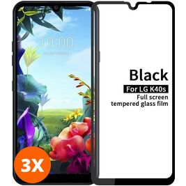 Mobigear Premium LG K40s Verre trempé Protection d'écran - Compatible Coque - Noir (Lot de 3)