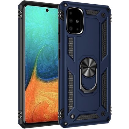 Mobigear Armor Ring Coque Samsung Galaxy A71 Coque arrière Rigide Anti-Chocs avec Anneau-Support - Bleu